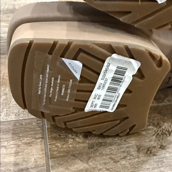 UGG Tan Women's Platform New Heights Suede Mini Boots - Picture 6 of 8